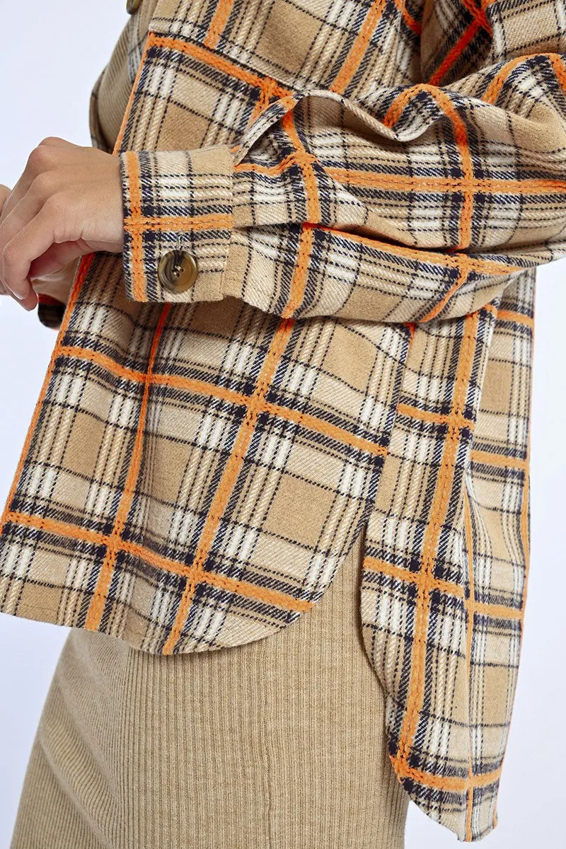 Molly Bracken Beige Checkered Over Shirt