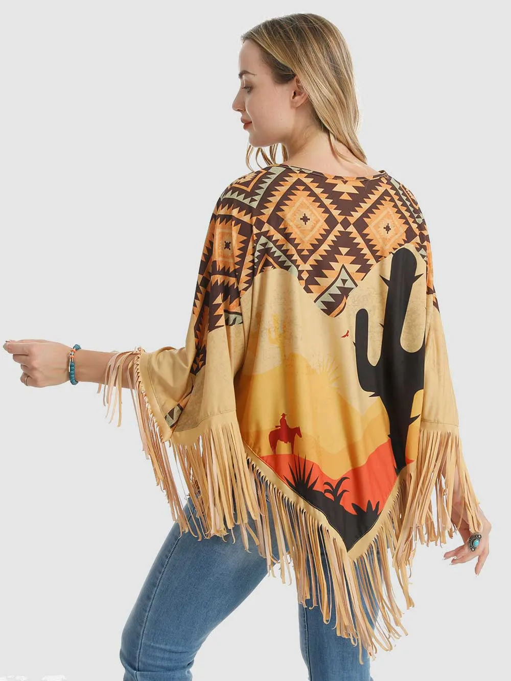 Montana West Aztec Cactus Collection Poncho