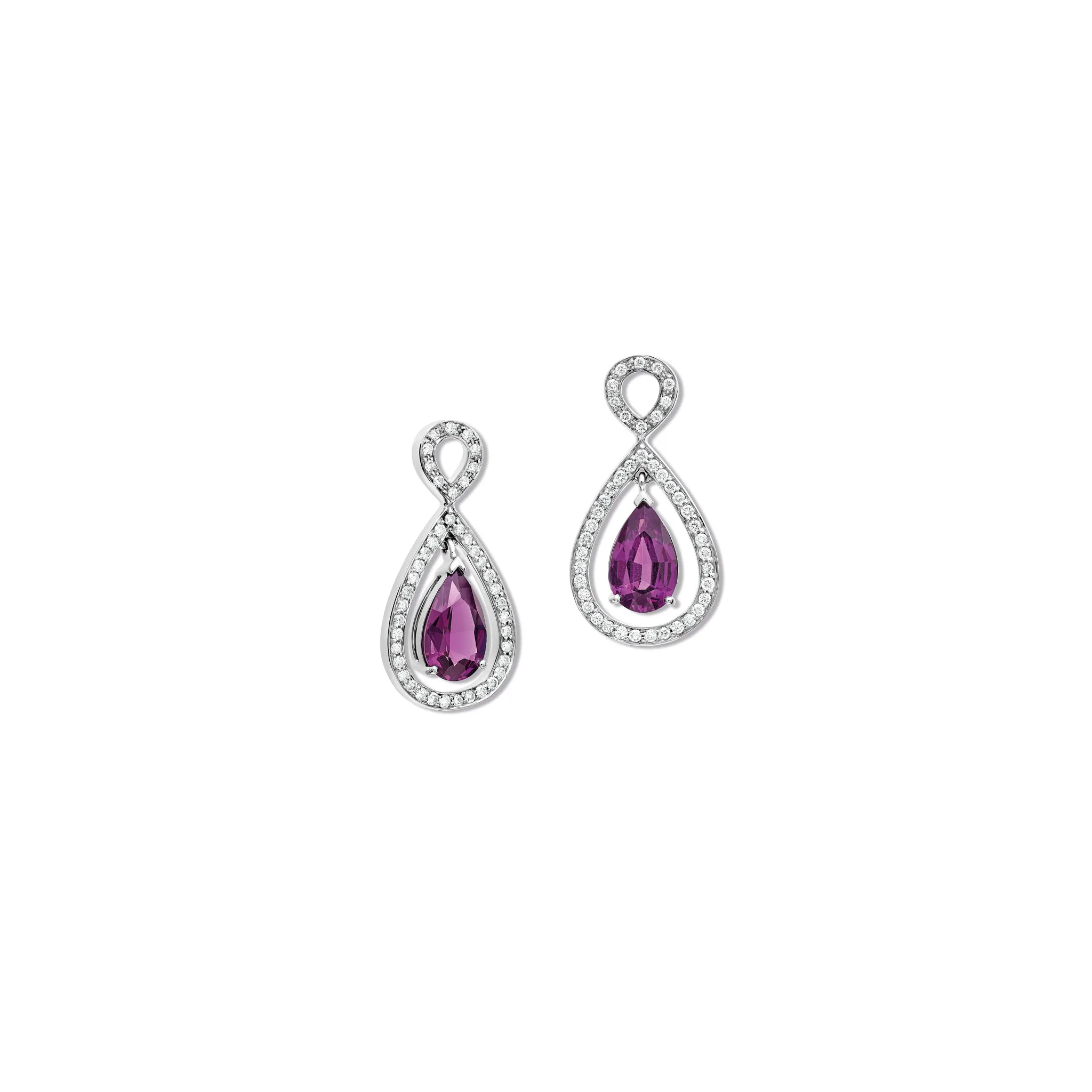 Octavia Margarita Earring Drops 18ct White Gold - Umbalite Garnet & Diamond