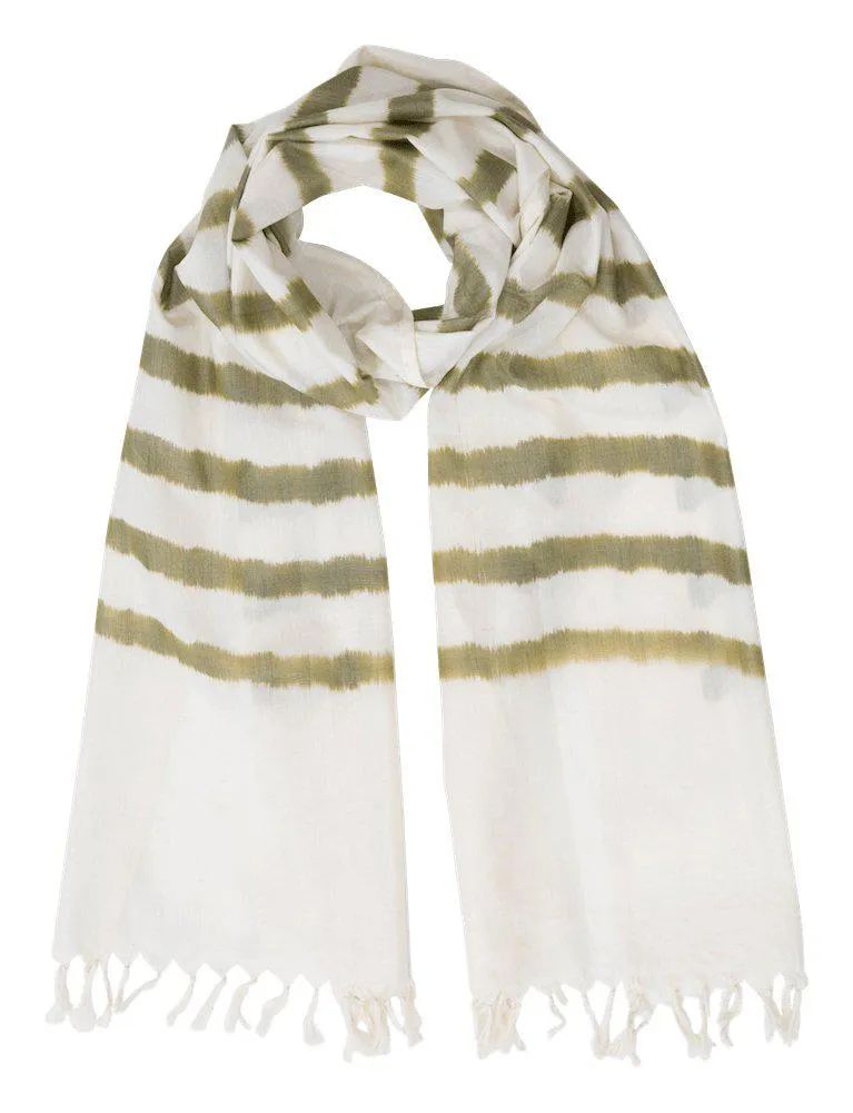 Olive Green Striped Scarf