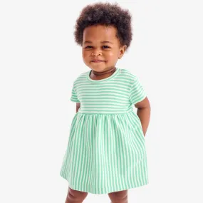 Organic babysuit dress in stripe