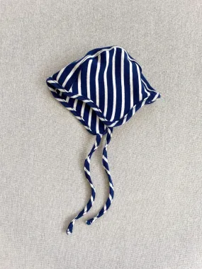 organic cotton bonnet - blue/natural stripe