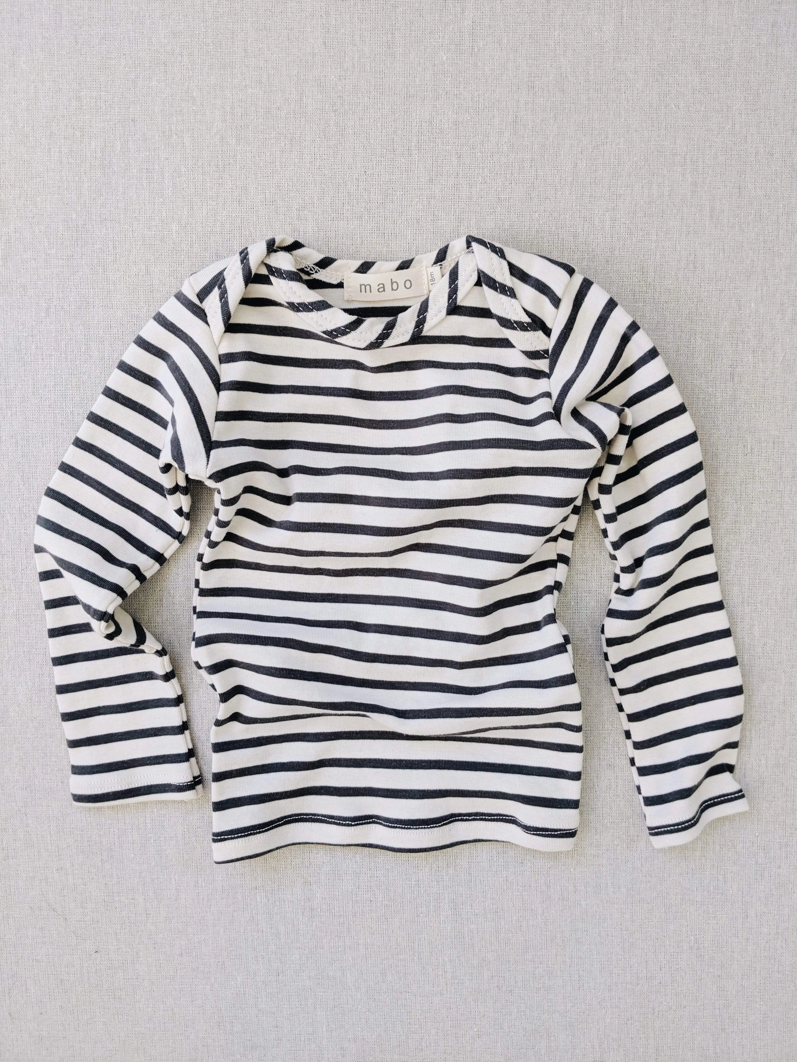 organic cotton striped nautical tees - natural/charcoal