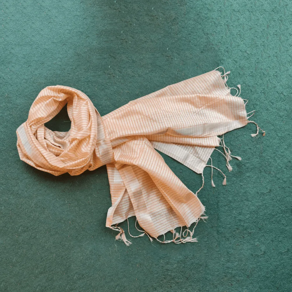 Peach With Light Stripes Handwoven Scarf/Stole