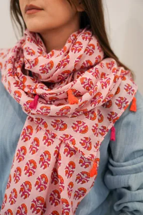 Pink & Orange Print Scarf