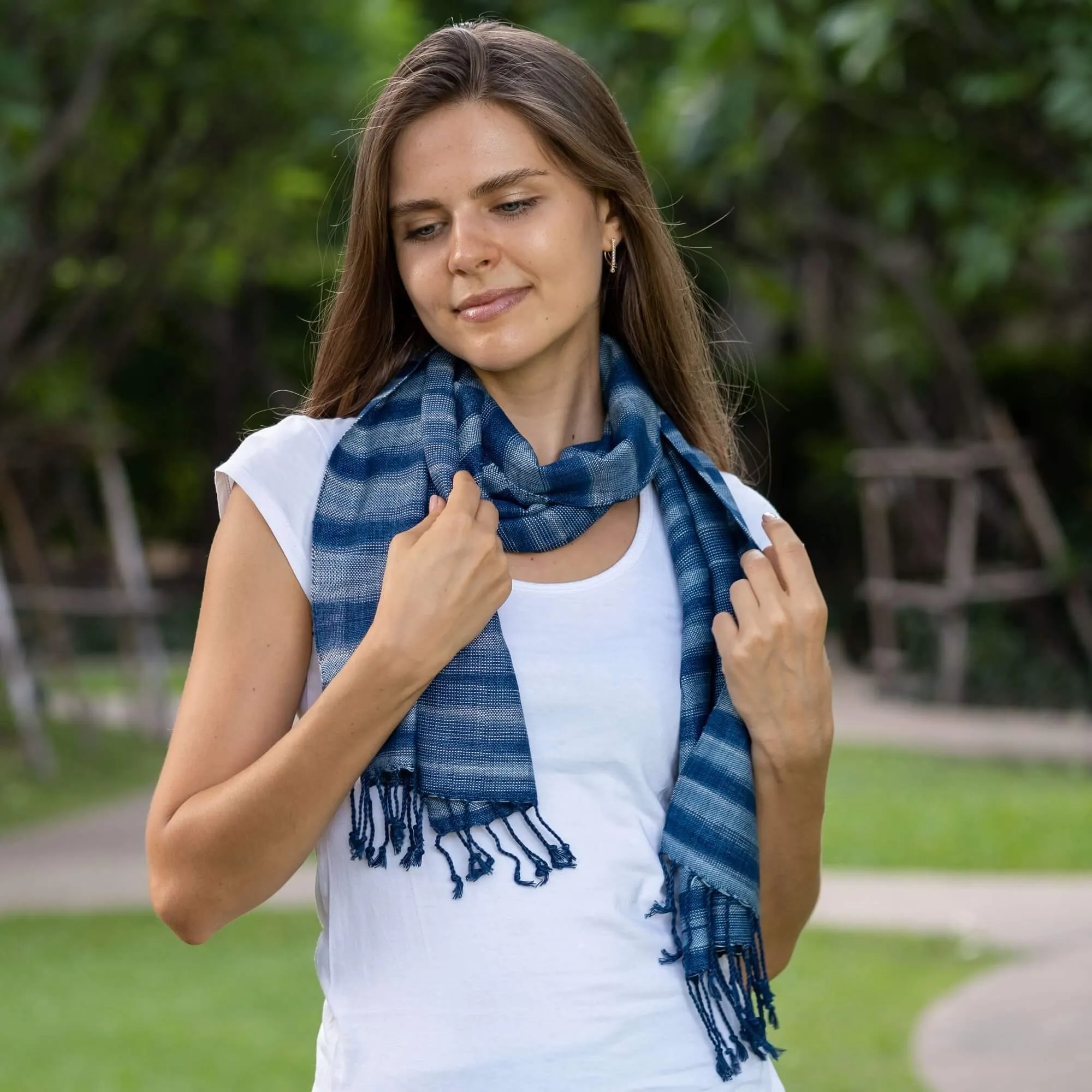 Premium Conical Indigo Scarf