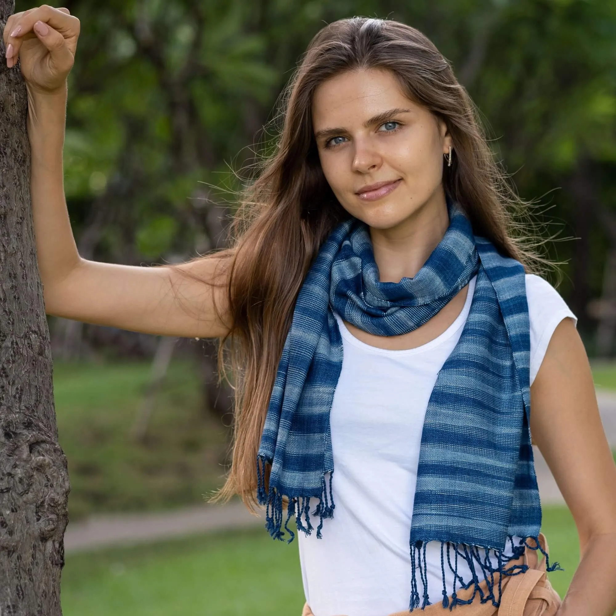 Premium Conical Indigo Scarf