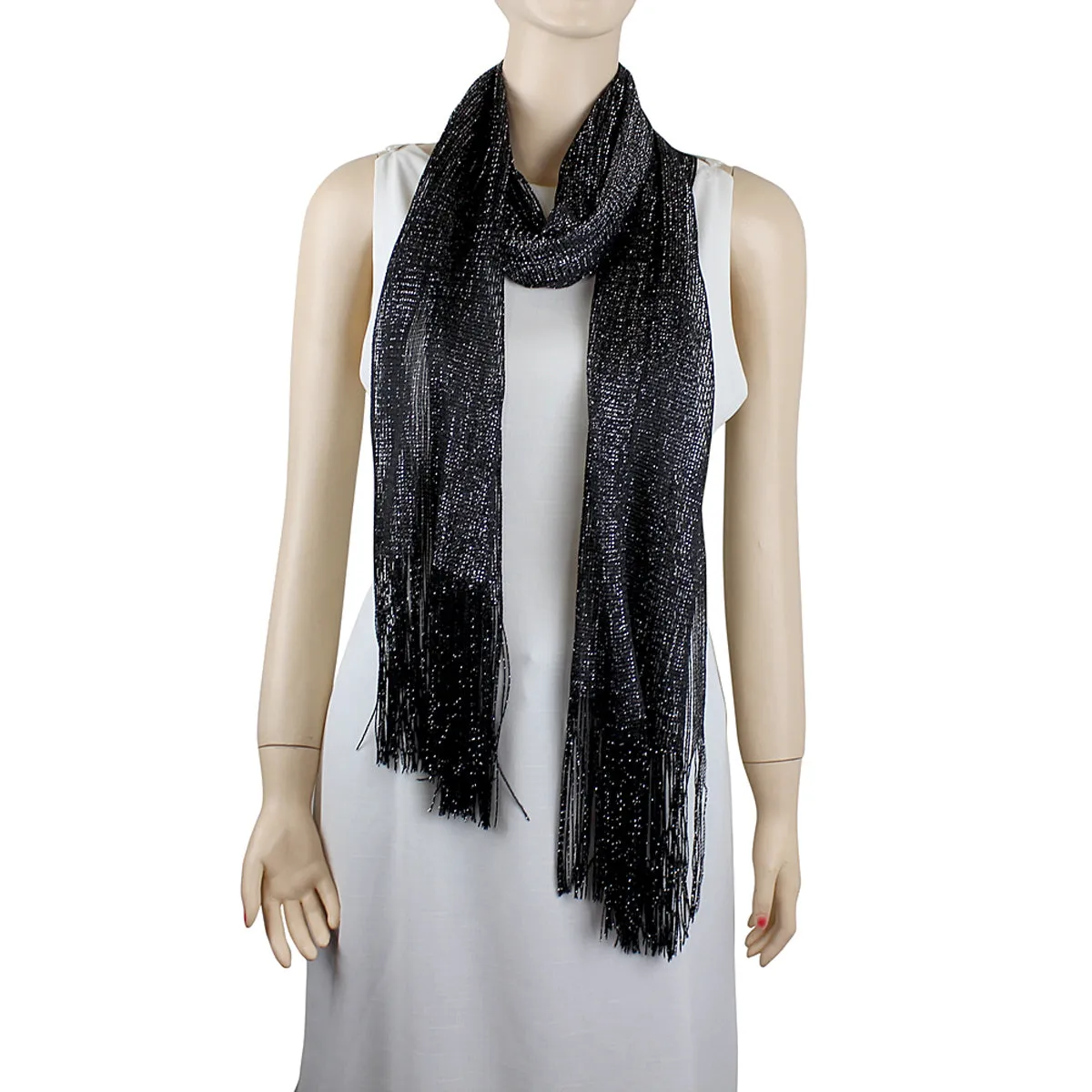 Shimmering Scarf-Black/Silver