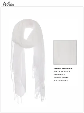 Solid Fringe Scarf-White