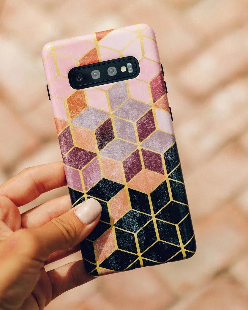 Stepping Up | Geo Rose Gold Marble Samsung Case