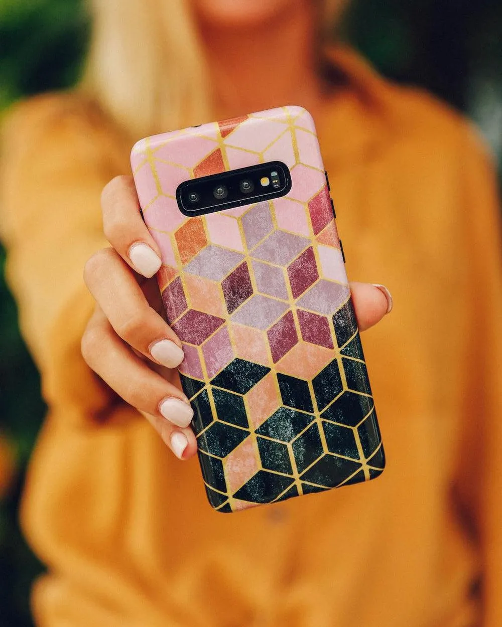 Stepping Up | Geo Rose Gold Marble Samsung Case