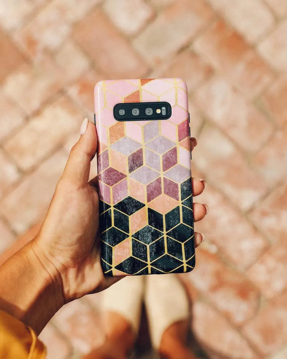 Stepping Up | Geo Rose Gold Marble Samsung Case