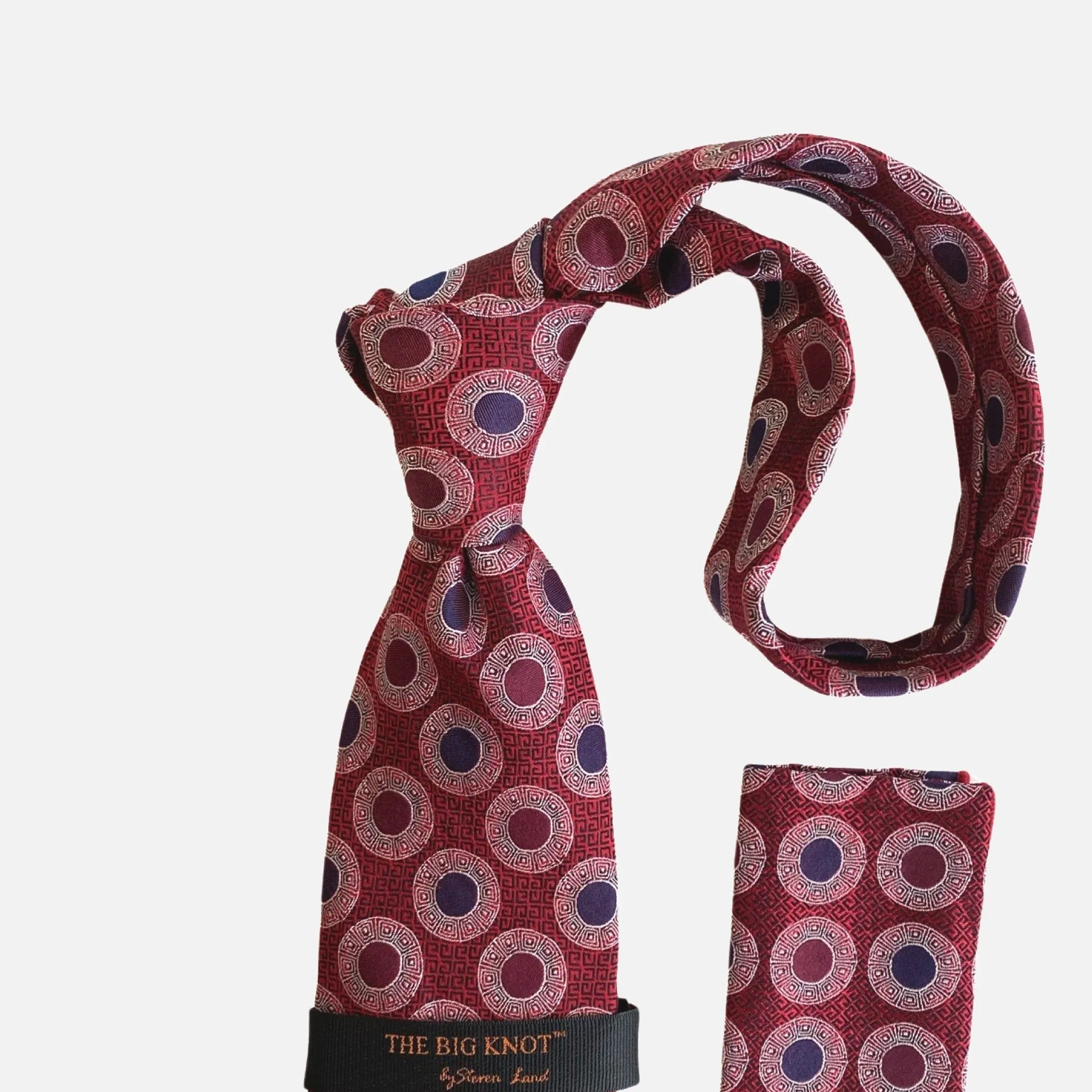 Steven Land “BW2401” Red Silk Tie and Hanky