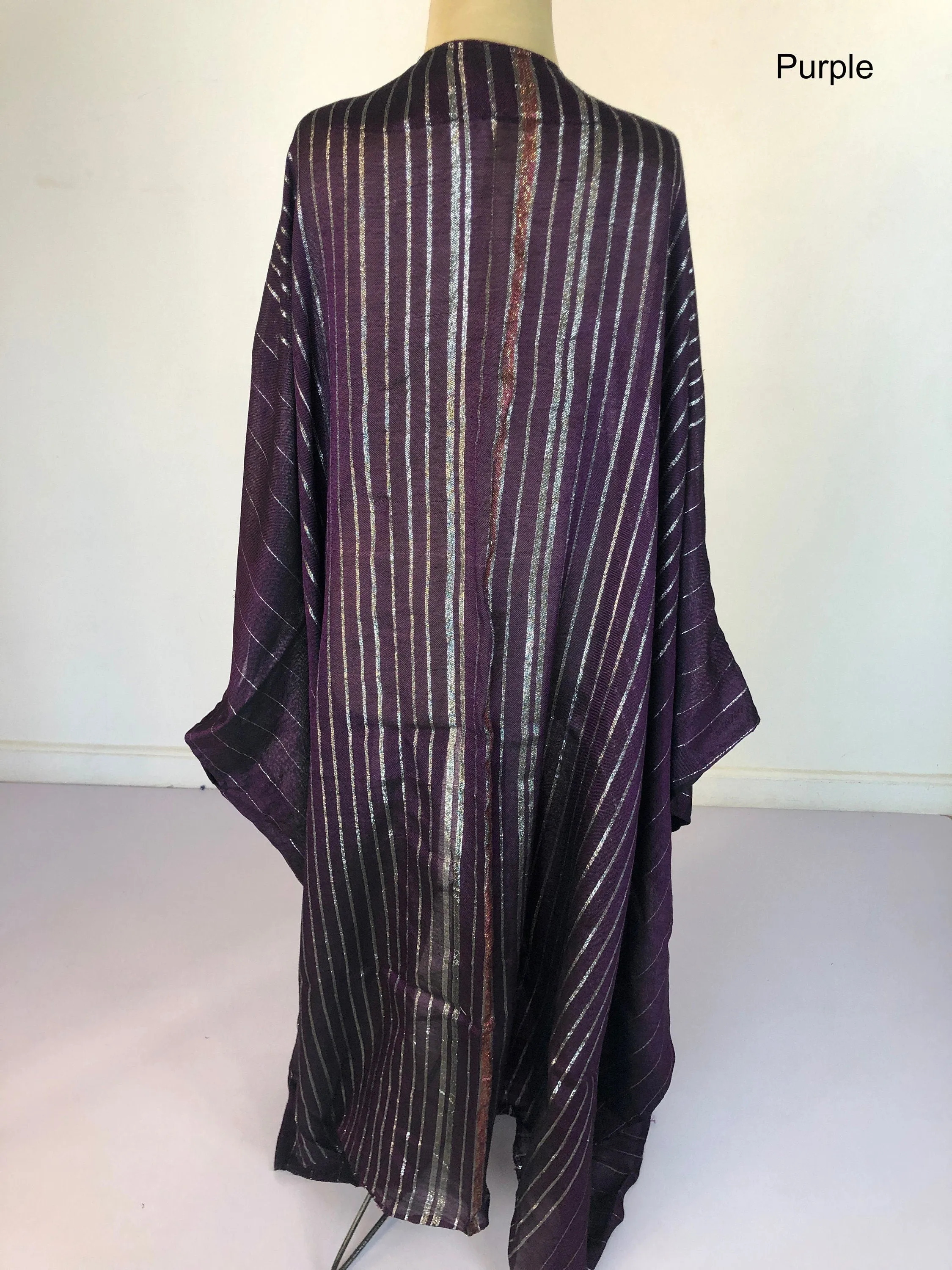 Stunning Purple vibrant hand loomed Silk Abaya with gold threads, Summer silk Abaya, Silk Abaya, Colorful Abaya, Handmade Abaya, women abaya