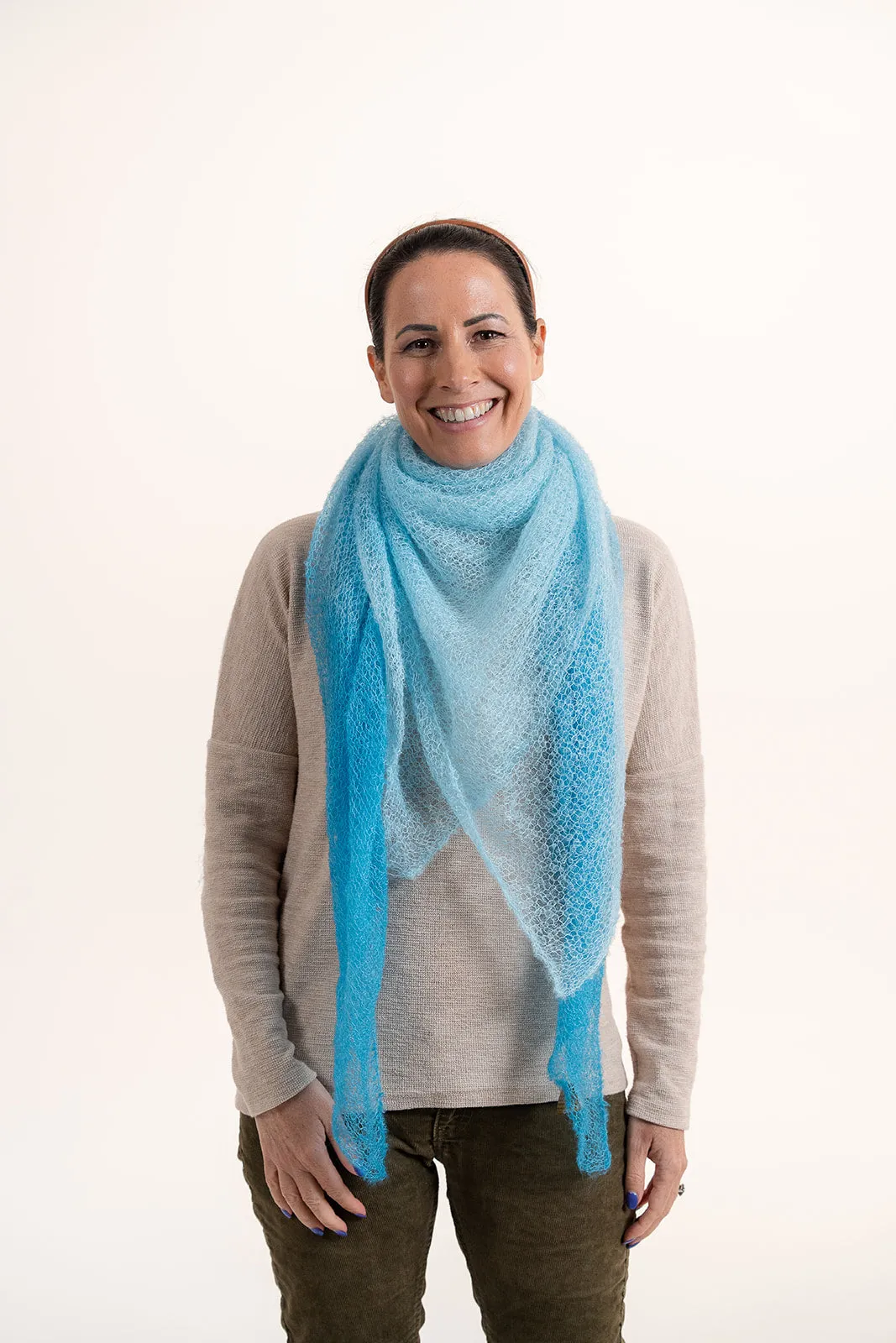 Super Fine Square Mohair Scarf - Turquoise