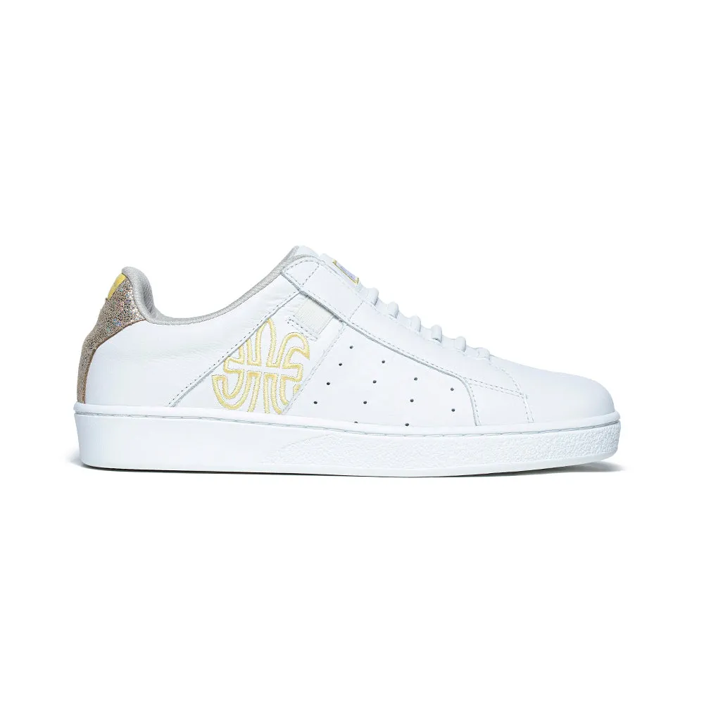 Women's Icon Genesis White Yellow Glitter Leather Sneakers 91901-300